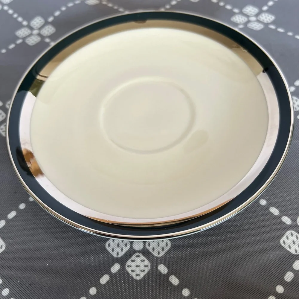 Flintridge China Platinum Silver Rim Cream Saucer Made in USA California Vintage